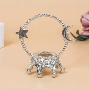 Bohemian Style Crystal Ball Display Stand, Crown Shape Metal Base, Elegant Home Decor, Vintage Candle Stand, Perfect Holiday Gift, Simple and Stylish, Candle Stand