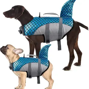 kuoser Dog Life Jacket, High Flotation Dog Life Vest for Swimming, Boating and Water Safety, Shark Puppy Swimsuit Ripstop Pet Lifesavers with Durable Lift Handle, Pink Shark   Blue Shark
