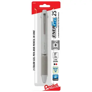 EnerGel 2S Multi-Function, 2-Ink + Pencil, (0.5mm) Fine Line, Black/RedInk/0.5mm Pencil, Asst. Barrels, 1-Pk