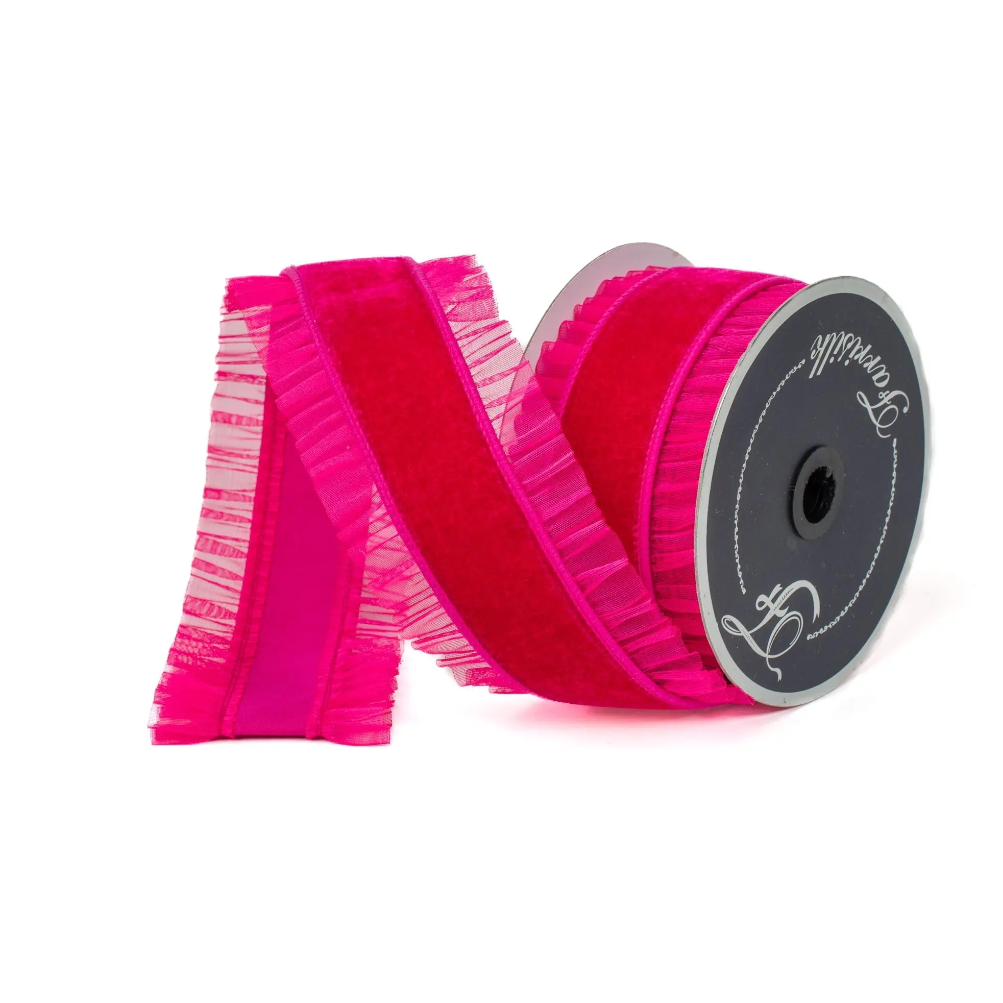 Hot Pink Sheer Ruffle Ribbon, 3" X 10YD