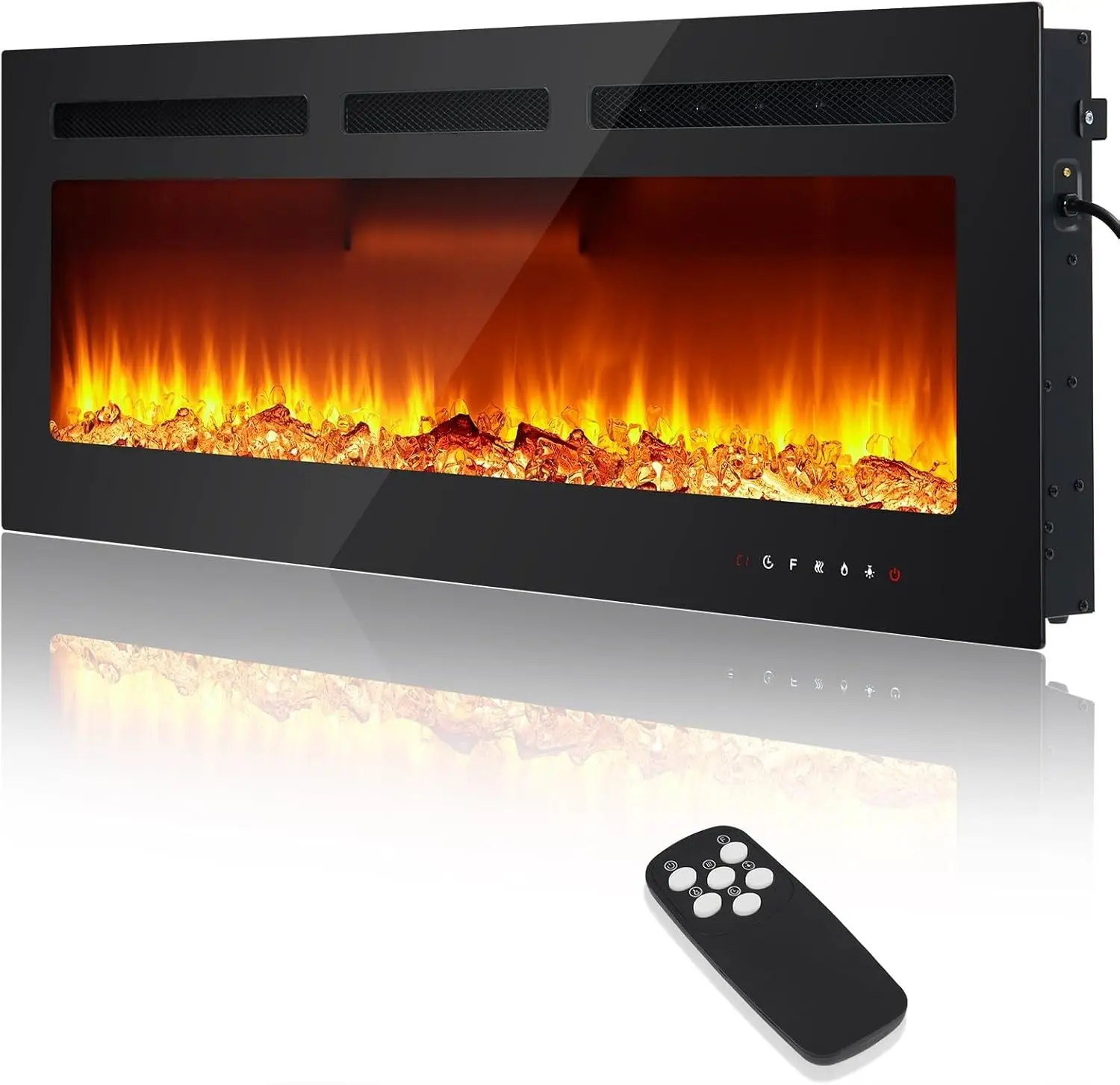 【Christmas Gift】30 Inch Electric Fireplace Wall Mounted/Recessed, Ultra-Slim 4" Profile, 12-Color Realistic Flame, Remote + Touch Control, Timer 1-8 Hrs, Electric Fireplace Insert for 400 sq ft Rooms