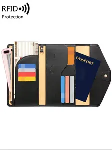 Durable Multi-purpose RFID Blocking Passport Holder, Passport Wallet, Tri-fold Document Organizer, Passport Bag for Credit Card/ Money/ Cash, Travel Essentials, Travel Accessories