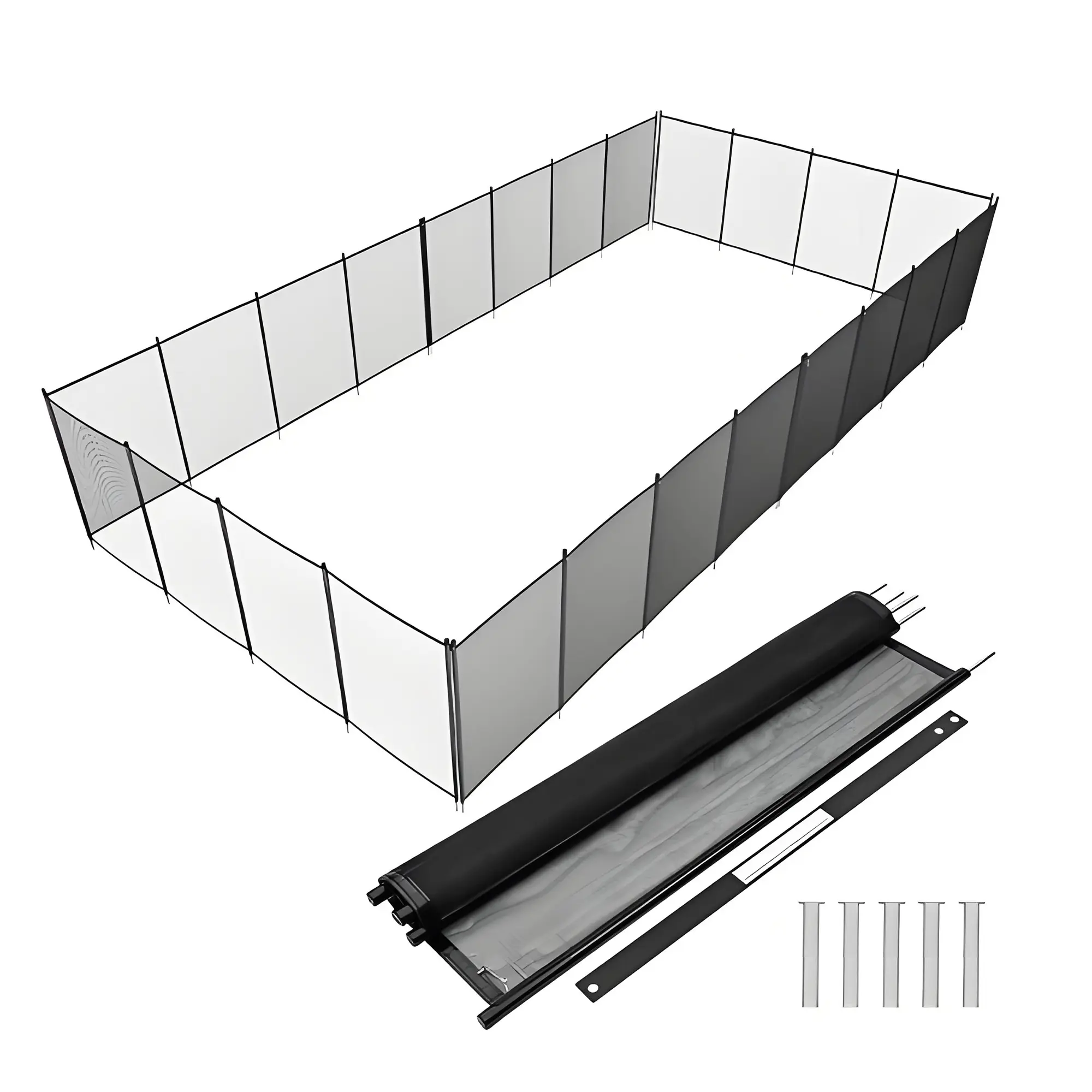 Removable Mesh Pool Safety Fence for Inground Pools – Durable Aluminum Fencing Barrier – Easy DIY Installation – Child & Pet Protection – Secure Black Pool Fencing – 4x60FT & 4x48FT Options