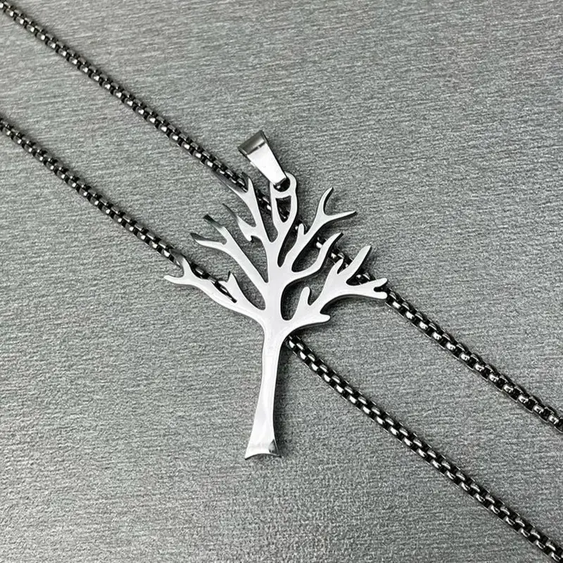 Poison Tree Engraved Necklace in 316L Stainless Steel, Unisex Casual Chain Jewelry, Laser-Carved Pendant with Tarnish-Proof Never-Fade Shine