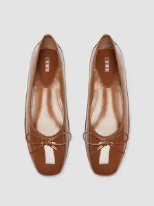 Bowknot Decor Square Toe Ballet Mary Jane Flats