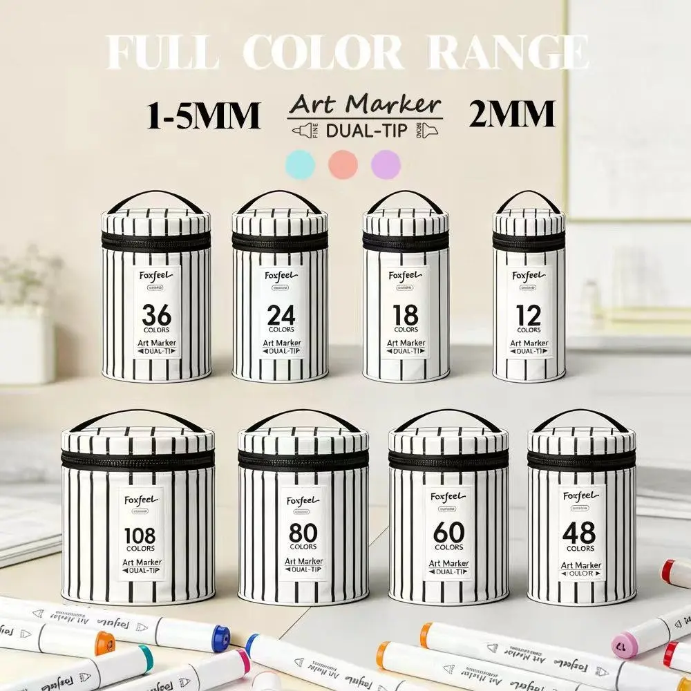 Double-Headed Acrylic Marker Set with 80 Colors and Dual Tips, Triangular Pen Holder for Fine Drawing and Marking on Various Surfaces, Perfect Back to School Gift for Boys and Girls