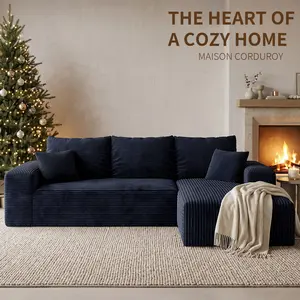 【Memorial Day Gift】 Oneroom,Black, L-Shaped, 103"Lx68"Wx22"H,a cloud couch,sofas living room,living room furniture,sectional couch,boneless couch,couches,boneless sectional couch,cloud couches,couches for living rooms,2 Packages, Plush Corduroy,