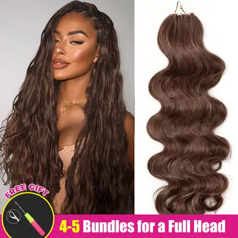 ISEE HAIR Body Wave #4 Chocolate Brown Crochet Braid Hair Extensions for Miracle Knots Human Hair Extensions Pre-Separated 50g/Pack (32-38 Strands Per Pack）– Knotless Boho Braids Vacation Hair#TikTokShopFallDealsForYou