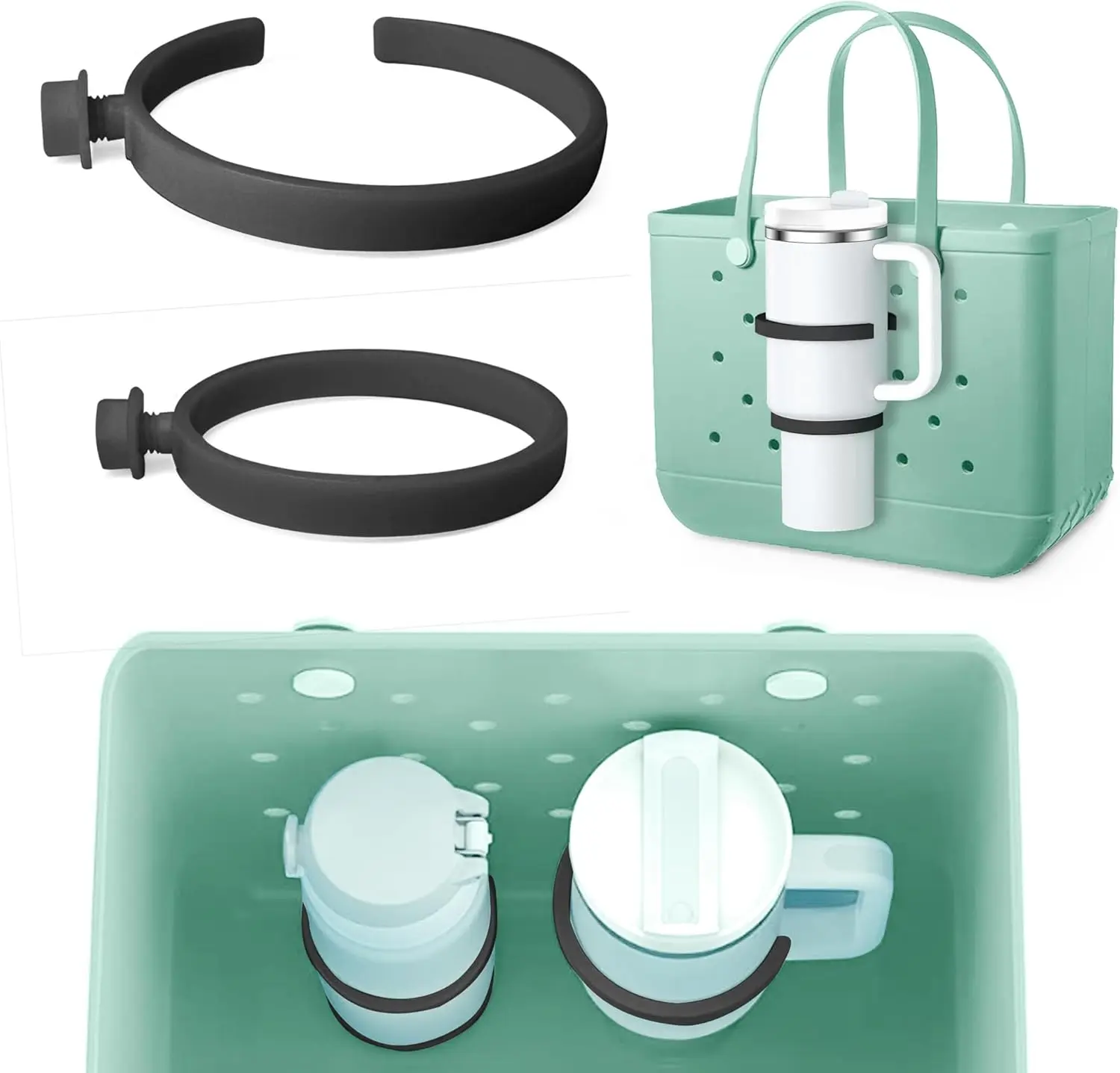 Cup Holder for  30oz 40oz, Drink Holder Compatible Bogg/ Beach Tote Bags, Adjustable Water Bottle Holder Attachment,  Accessories
