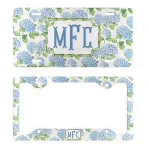 Blue Hydrangea Personalized Floral License Plate And License plate Frame, Monogram  Car Tag, Car Accessories for Women, Birthday Gift