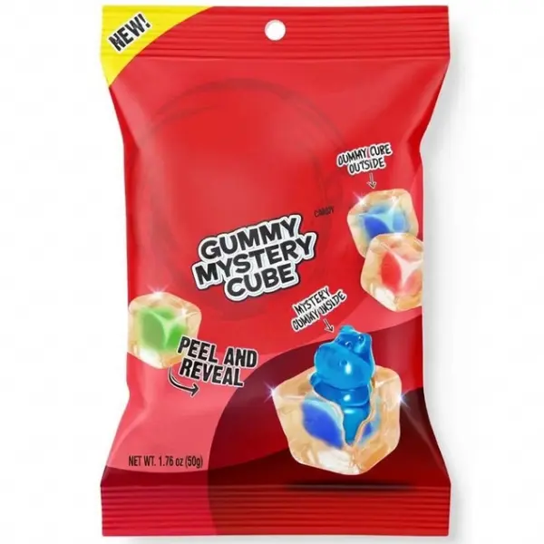 Reveal Cubes Original Gummy Mystery Cube - 3.5 Servings Per Container, 4 Pieces Per Serving, 90 Calories, Cherry Blue Raspberry Apple Flavors Thanks giving , merry christmas and happy new year gifts