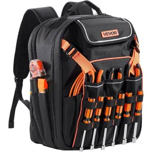 VEVOR Tool Backpack, 56 Pockets, Heavy-duty Tools Storage Organizer Work Bags Backpack with Laptop Compartment Molded Base, Electrician Jobsite Backpack for Electrician, Repairman, and HVAC TechsVEVOR Super Brand Day