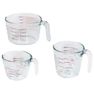 3 pack clear Glass Measuring Cup Set Spout for Precise Pouring and Easy-grip Handles for comfort