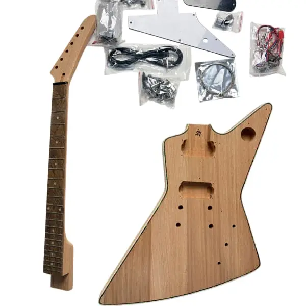 DIY Explorer Electric Guitar Kits 22Fret Mahogany Body HH Pickups Wrapped With Color Shells