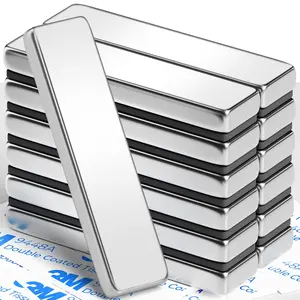 12 Pack Neodymium Bar Magnets Heavy Duty, Powerful Permanent Rare Earth Magnets with Double-Sided Adhesive, Super Strong Magnet Bar for Kitchen, Fridge, DIY, Craft, Garage - 40x10x5mm