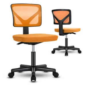 SweetFurniture Desk Chair, Armless Office Chair, Computer,Small Home Office Chairs Low-Back Mesh Task Swivel Rolling Chair No Arms