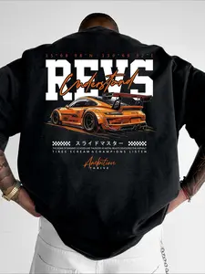 Men's Regular Fit Car Print Round Neck Tee, Street Fashion Casual Short Sleeve T-Shirt for Daily Wear, Men's Summer Clothes, Top, Casual Streetwear Top