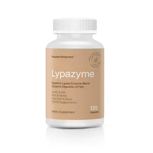 Houston Enzymes Lypazyme Digestive Lipase Enzyme Blend 3 Different Enzymes for Complete Triglyceride Breakdown 120 Capsules