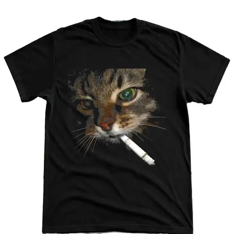 smoking cat T-shirt, cotton cat funny T-shirt, Retro Funny Vintage Tee, Unisex Meme Cringe Funny Dumb Shirt, FUNNY CUTE shirts for women