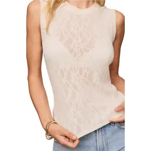 Tibi Mesh Tank -Cloud