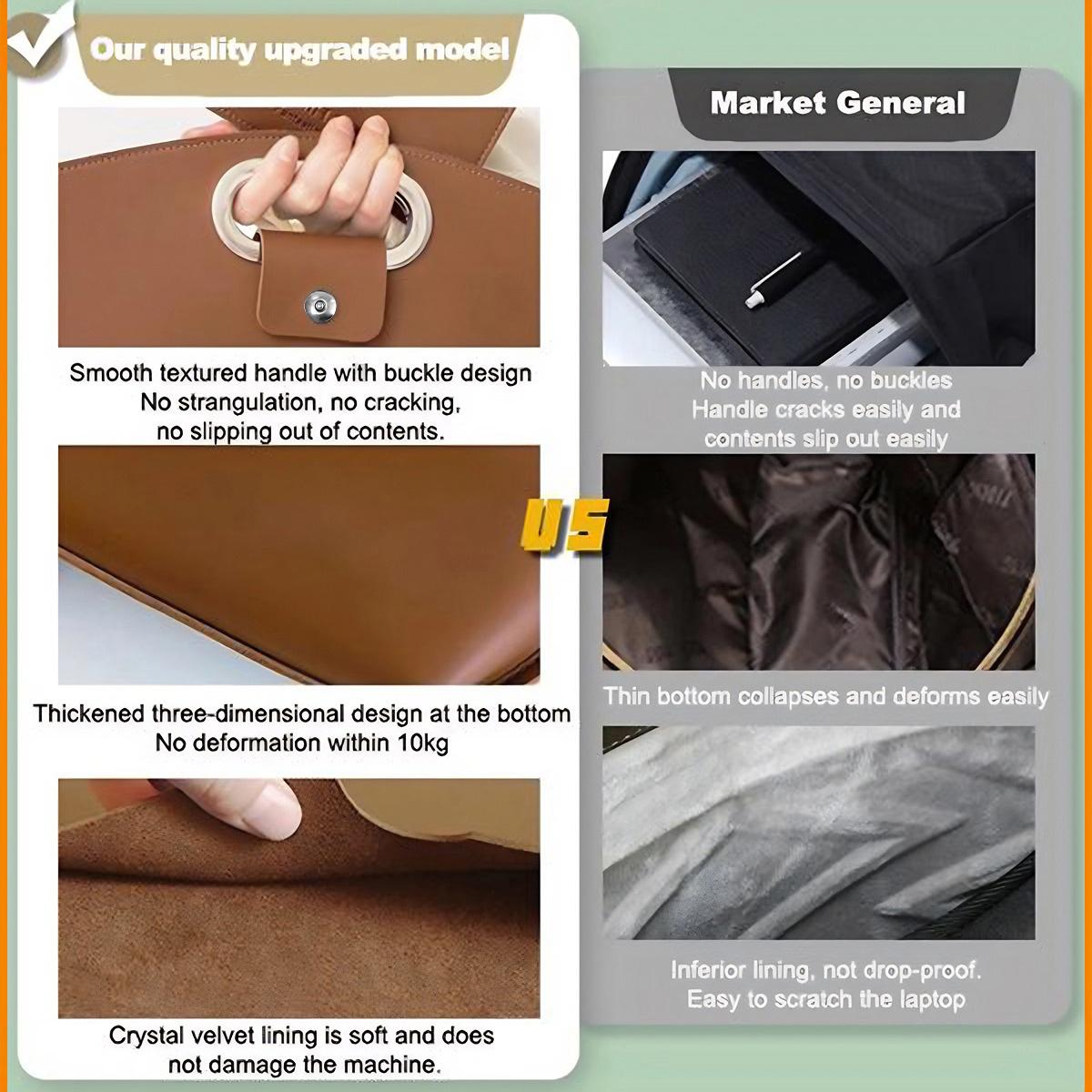 2PCS Laptop Bag for Women,Waterproof PU Leather 14-16In for Laptops and iPad Cases,Work Tote Bag Briefcase for Work Travel