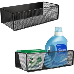 2 Pack Magnetic Shelf for Washing Machine, Laundry Room Organization and Storage accessories, Magnetic Spice Racks for Refrigerator ,Metal Storage Baskets for Laundry ,Kitchen,Room Shelves(Black)