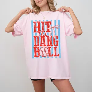 Comfort Colors@ Hit The Ball Baseball Shirt, Retro Game Day Tee, Funny Baseball Graphic T-Shirt, Trendy Sports Fan Shirt, Unisex Casual Outfit