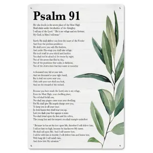 Inspirational Scripture Wall Art Bible Verses Psalm 91 Wall Decor Christian Wall Art Decor Prayer Room Decor Religious Gifts, Wooden Sign for Home Office Nursery Bathroom Decoration 8x12 Inches summerwins Industrial Metal,summerwins
