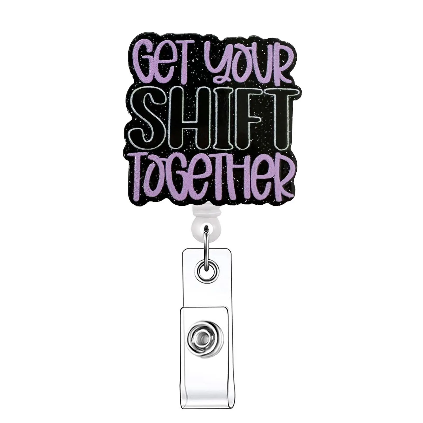 Funny Letter Pattern Retractable Badge Reel, 1 Count Acrylic ID Holder with Clip for Nurses, Doctors, Students & Office Staff, Medical Badge Reel, Nursing Badge Reel