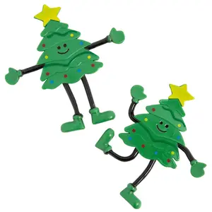 4" Christmas Tree Character Green Vinyl Bendables - 12 Pc.