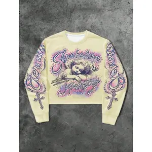 Men's casual short round neck sports shirt, angel print, autumn and winter long sleeved warm top, daily wearRAIMENTRY