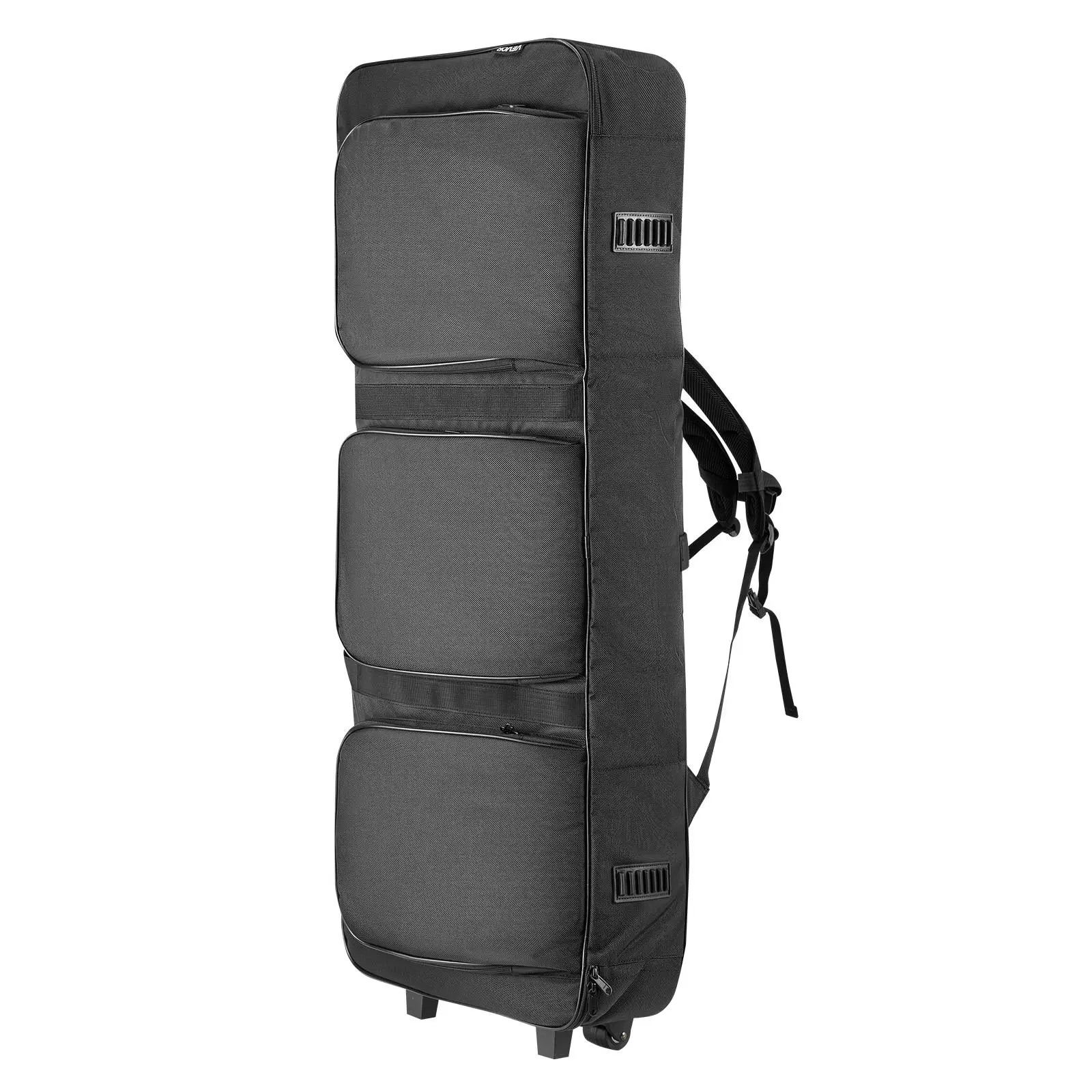 VEVOR 88-Key Rolling Keyboard Case with Straps, 1680D Padded Shock-Absorb Protection, 40.9x16.9x5.1in Interior, 3 Pockets, Reinforced Zipper, Smooth Wheels, Travel & Gig Keyboard Accessory for Pedals