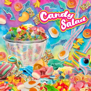 Candy Salad - Colorful Gummy Mix with Topper Powders and Sauces for the Perfect Sweet Treat Fruit Flavored