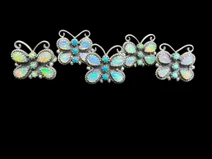Handcrafted Opal & Kingman Turquoise Butterfly Rings