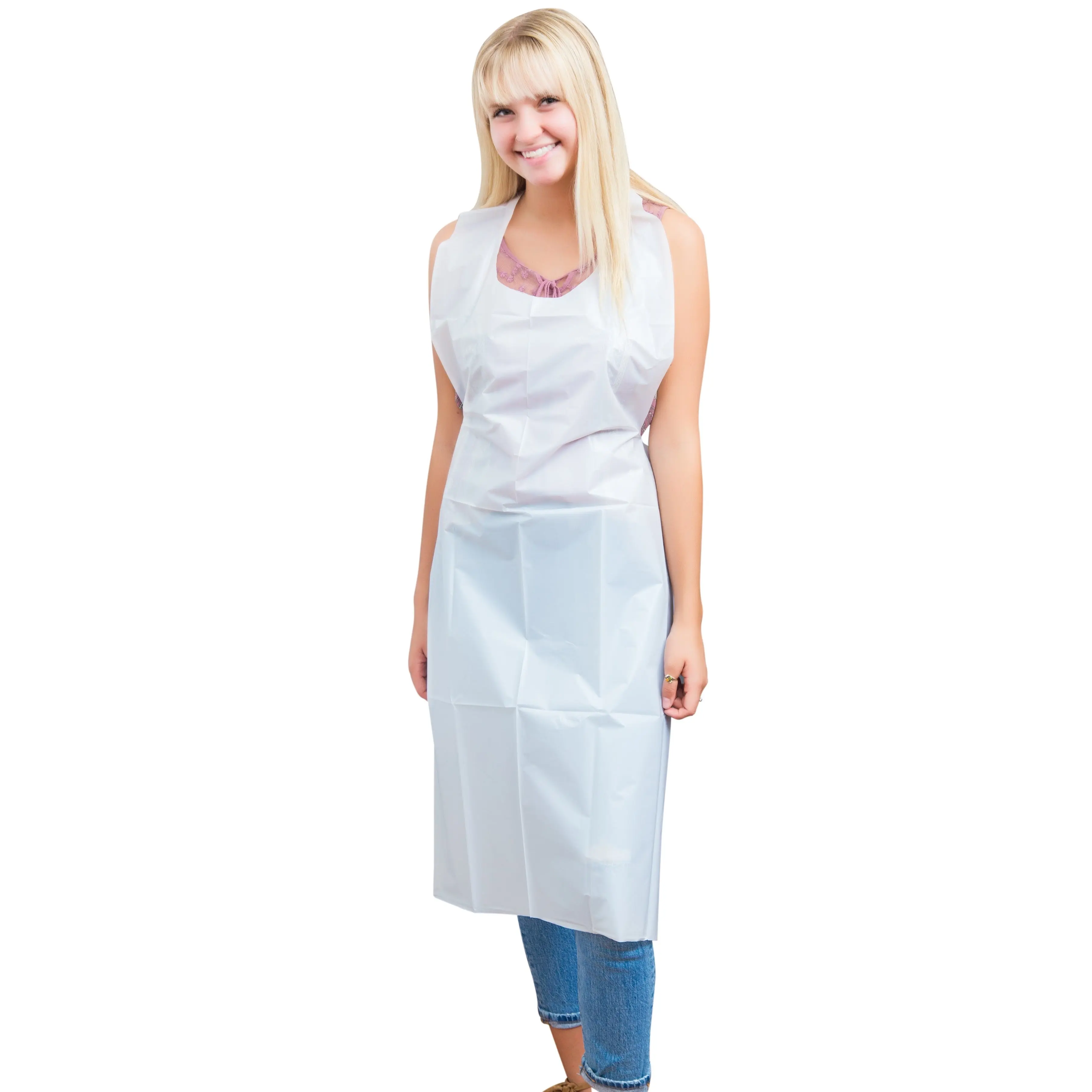 White Disposable Plastic Aprons | Pack of 100 Household All Around Apron | Reusable Plastic Apron For Cleaning | Kitchen Disposable White Apron kitchen chef