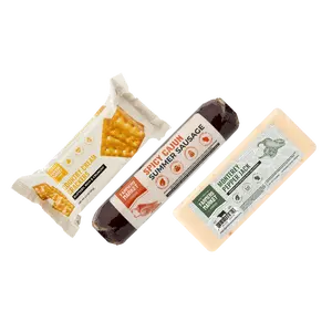 Farmers Market Foods Spicy Beef Backpacker Set with Summer Sausage, Cheese and Crackers