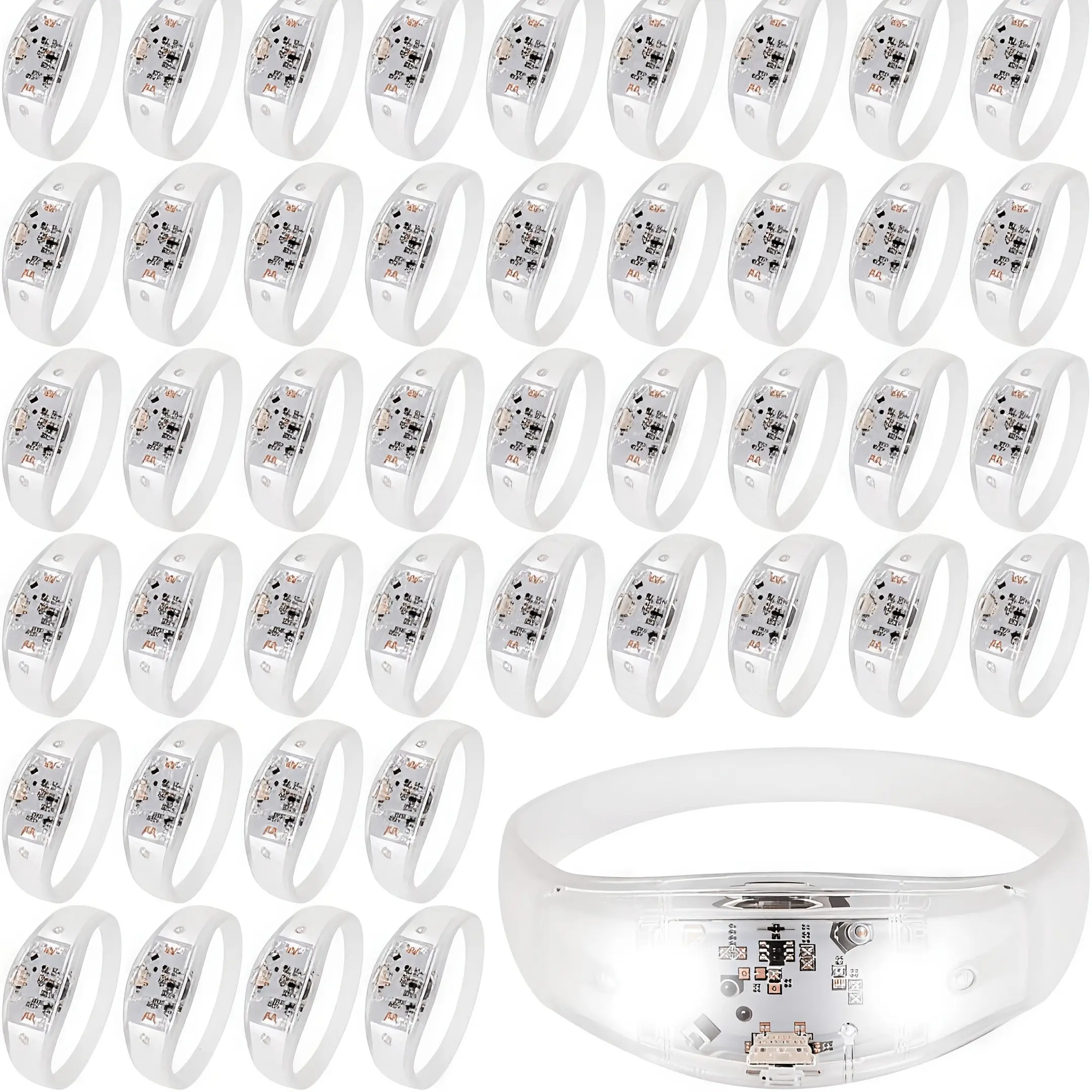 60PCS - White Music Wristbands
