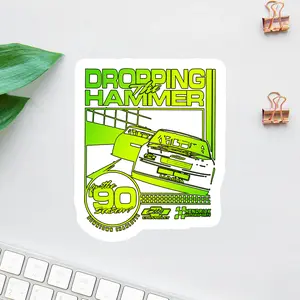 Dropping The Hammer Racing Sticker, Retro 90s NASCAR Stock Car Graphic Decal, Hendrick Motorsports Inspired Race Car Sticker for Car Lovers & Garage Decor