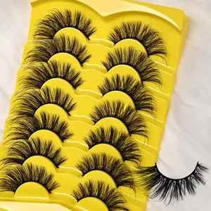 7 Pairs Cat Eye 3D False Eyelashes, Cosmetic Soft Natural Cross Lashes Curl Lashes Reusable Lightweight Easy to Apply for Daily/Wedding/Party Eyelash