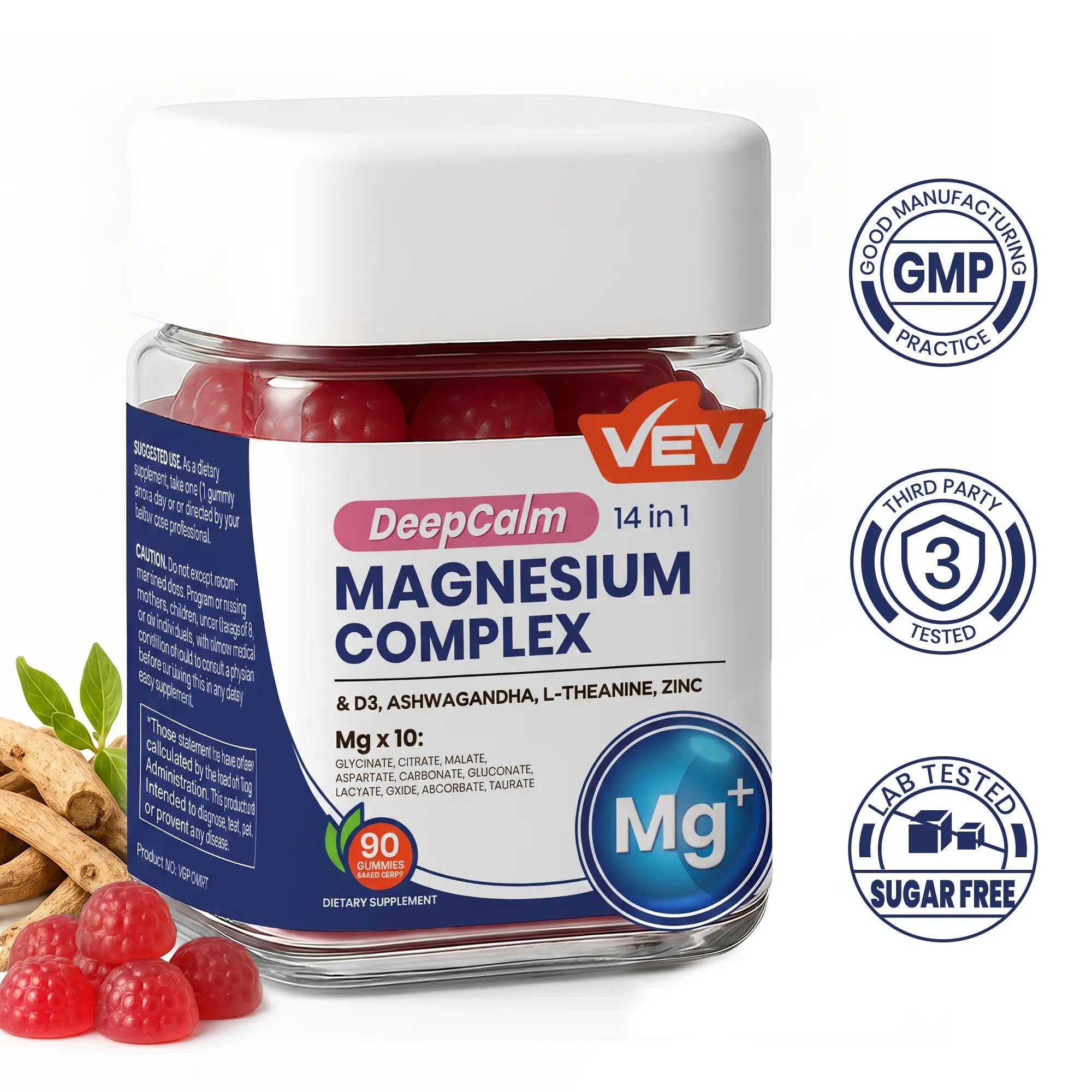 VEV Magnesium 14-in-1 Gummies with Ashwagandha, L-Theanine, D3 & Zinc – 90ct Vegan, Non-GMO VEV Magnesium 14-in-1 Gummies with Ashwagandha, L-Theanine, D3 & Zinc – 90ct Vegan, Non-GMO