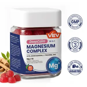 VEV Magnesium 14-in-1 Gummies with Ashwagandha, L-Theanine, D3 & Zinc – 90ct Vegan, Non-GMO