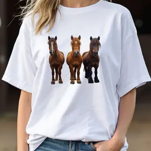 Miniature Pony TShirt 3 Standing Mini Ponies Equestrian Graphic Tee Cute Horse Lover Gift Short Sleeve Western Pony Shirt