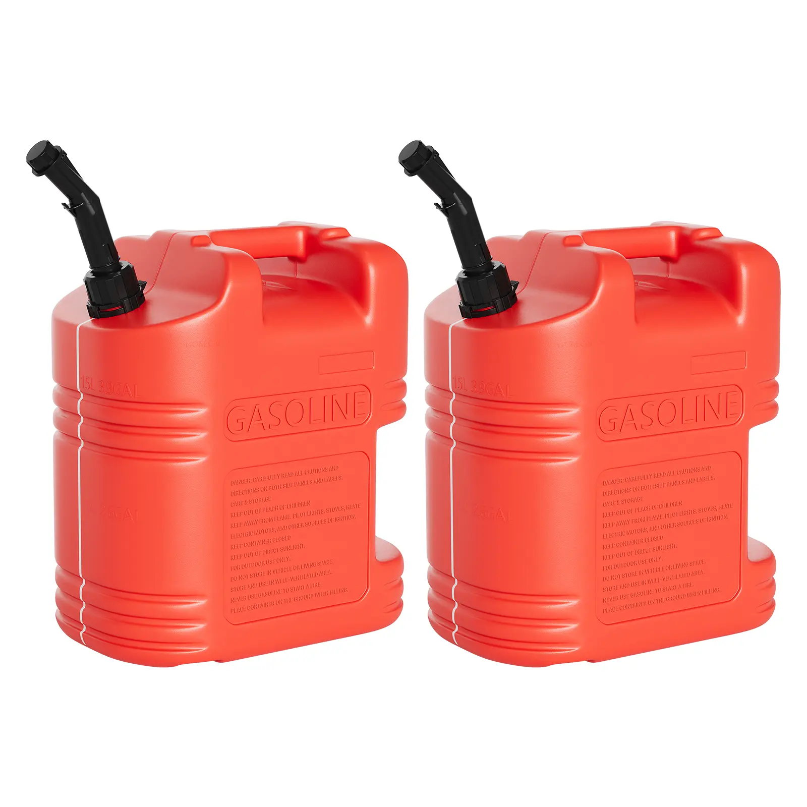 Heavy Duty 5 Gallon Gas Can Set of 2, HDPE Fuel Container with Visible Level Strip, Easy Flow Spout and Leak Proof Cap, Portable Storage for Gasoline and Diesel