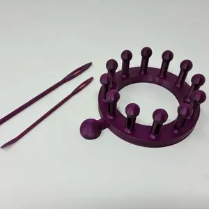 12-Peg Knitting Loom & Darning Needle Set - Metallic Purple 3D-Printed PETG Plastic for Cozy Knit Projects