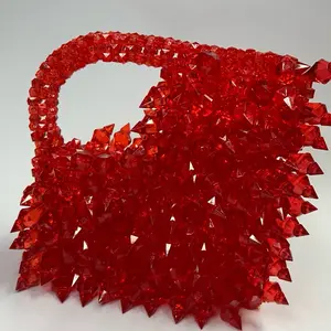 Woman's Red Heart-Shaped Spiky Beaded Handbag, Ideal for every Outfits and Special Events. woman handbag