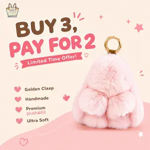 【Buy 3, Pay for 2】【BunnyLulu】Handmade Bunny PomPom Keychain with Tin Box, Summervibes Graduation Gift for Friends & Students, Stress-Relief Charm, Keepsake Gift