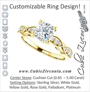 Cubic Zirconia Engagement Ring- The Meryl (Customizable Cushion Cut Design featuring Pavé-Infinity Band and Peekaboo Accents)