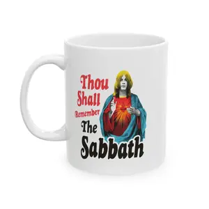 Thou Shall Remember The Sabbath Coffee Cup, R.I.P 0zzy Prince Of Darkness Trending Mug, Black Sabbath 0zzy Memorial Tea Cup, Gift For Rock Fans Trending Mug