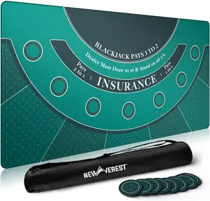 Blackjack Table Mat (70" x 35") - Green Casino Layout