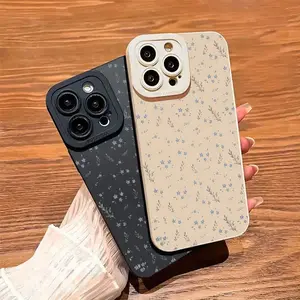 Blue Floral & Fresh Style Phone Case For IPhone16 15 14 13 12 11 XS XR X 7 8Mini Plus ProMax SE, Shockproof , New Styles For Men And Women, Soft Cases , Full Coverage, Thickened Protection, And Full Coverage For Lenses On for iPhone 17